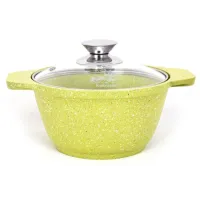 Кастрюля с антипригарным покрытием литая 1 л стеклянная крышка Trendy style lime ТМ KUKMARA