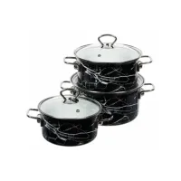 Набор эмалированной посуды 3 предмета Цил Черный мрамор-1-Элит