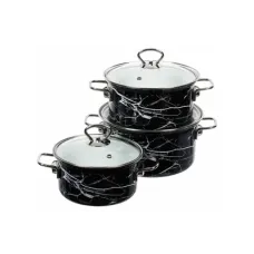 Набор эмалированной посуды 3 предмета Цил Черный мрамор-1-Элит