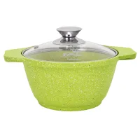 Кастрюля с антипригарным покрытием литая 2 л стеклянная крышка Trendy Style Lime ТМ KUKMARA