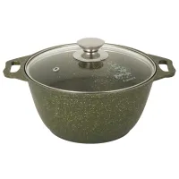 Кастрюля с антипригарным покрытием литая 2 л стеклянная крышка Trendy Style Malachite KUKMARA