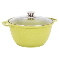 Кастрюля с антипригарным покрытием литая 3 л стеклянная крышка Trendy style lime ТМ KUKMARA