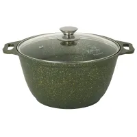Кастрюля с антипригарным покрытием литая 3 л стеклянная крышка Trendy Style Malachite KUKMARA