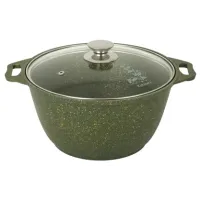 Кастрюля с антипригарным покрытием литая 4 л стеклянная крышка Trendy Style Malachite KUKMARA