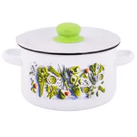 Кастрюля эмалированная цилиндрическая Свежая зелень - TM Appetitе 2.9 л