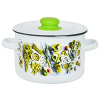 Кастрюля эмалированная цилиндрическая Свежая зелень - TM Appetite 4.5 л