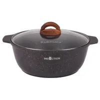 Кастрюля-жаровня с антипригарным покрытием со стеклянной литая Granit ultra original индукция ТМ KUKMARA 4 л