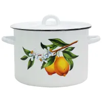 Кастрюля эмалированная цилиндрическая Лимоны - Эмаль 4.5 л