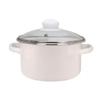 Кастрюля эмалированная цилиндрическая бисквит стеклянная крышка металлический обод 3 л – Эмаль