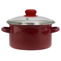 Кастрюля эмалированная цилиндрическая бордо стеклянная крышка металлический обод 3 л – Эмаль