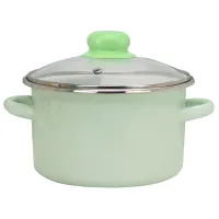 Кастрюля эмалированная цилиндрическая салат стеклянная крышка металлический обод 3 л – Эмаль