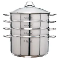 Мантоварка из нержавеющей стали стеклянная крышка 3 секции ТМ KUKMARA 7 л