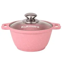 Кастрюля с антипригарным покрытием литая 1 л стеклянная крышка Trendy style rose ТМ KUKMARA