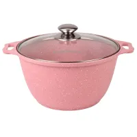 Кастрюля с антипригарным покрытием литая 4 л стеклянная крышка Trendy Style Rose ТМ KUKMARA