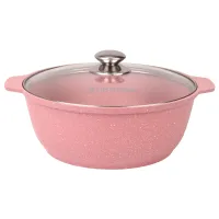 Кастрюля-жаровня с антипригарным покрытием литая 4 л стеклянная крышка Trendy Style Rose ТМ KUKMARA