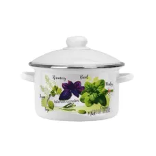 Кастрюля эмалированная цилиндрическая Базилик металлический обод 3 л – Эмаль