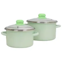 Набор эмалированной посуды 2 предмета Мохито стеклянная крышка цилиндрические