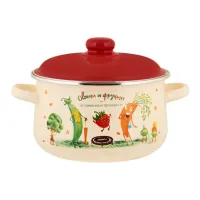 Кастрюля эмалированная коническая Веселые овощи ТМ Appetite 5.5 л