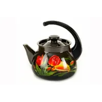 Чайник эмалированный 3 л сфер конс/руч с рис, коричневый