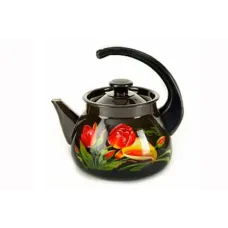 Чайник эмалированный 3 л сфер конс/руч с рис, коричневый