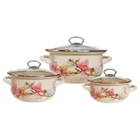 Набор эмалированной посуды из 3 предметов сферический Магнолия-1-экстра стиль - КМЗ