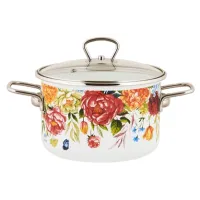 Кастрюля эмалированная цилиндрическая Peonies 5.5 л TM Appetite