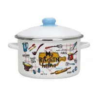 Кастрюля эмалированная цилиндрическая Домашняя кухня 4 л металлический обод