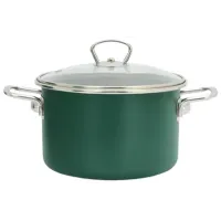 Кастрюля эмалированная цилиндрическая Изумруд 3 л стеклянная крышка нерж/руч