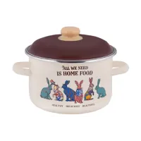 Кастрюля эмалированная цилиндрическая Зайцы 3 л беж/кр ТМ Appetite