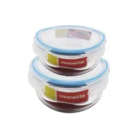 Набор контейнеров стеклянных квадратных 620 мл и 950 мл синий ТМ Appetite