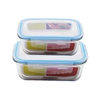 Набор контейнеров стеклянных прямоугольных 640 мл и 1.04 л синий ТМ Appetite