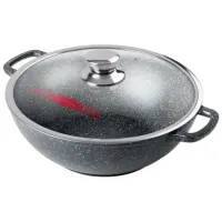 Казан с антипригарным покрытием литой 4 л 28 см стеклянная крышка Гранит ТМ Горница