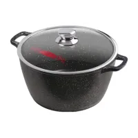 Кастрюля с антипригарным покрытием литая 7 л стекл/кр Гранит ТМ Горница