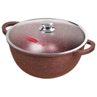 Казан с антипригарным покрытием литой 6 л 28 см стеклянная крышка Шоколад ТМ Горница