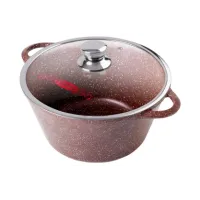 Кастрюля с антипригарным покрытием литая 2 л стеклянная крышка Шоколад ТМ Горница