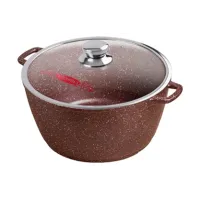 Кастрюля с антипригарным покрытием литая 8 л стекл/кр Шоколад ТМ Горница