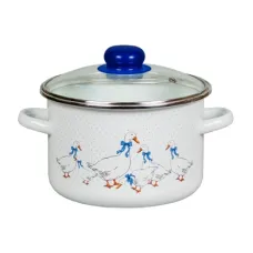 Кастрюля эмалированная цилиндрическая 3 л Гуси