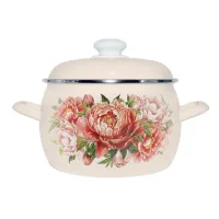 Кастрюля эмалированная 2 л Букет пионов