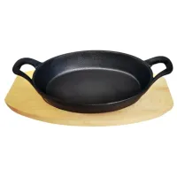 Сковорода порционная чугунная 20.5 см овальная с 2 ручками на подставке TM MY REAL IRON COOK