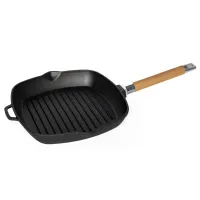 Сковорода-гриль чугунная со съемной ручкой 24х24 см ТМ Гардарика