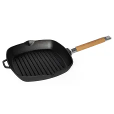 Сковорода-гриль чугунная со съемной ручкой 24х24 см ТМ Гардарика