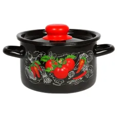Кастрюля эмалированная 1.5 л черная Помидорки
