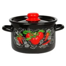 Кастрюля эмалированная 2.9 л черная Помидорки