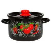 Кастрюля эмалированная 4.5 л черная Помидорки