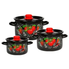 Набор эмалированной посуды 3 предмета Помидорки