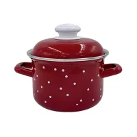 Кастрюля эмалированная White Dots Вишневый 2 л