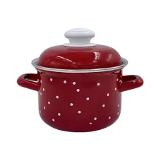 Кастрюля эмалированная 4.5 л White Dots Вишневый