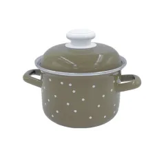 Кастрюля эмалированная 4.5 л White Dots Каменно-серый