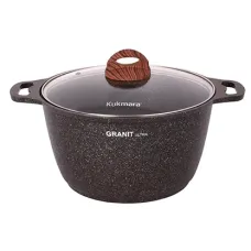 Кастрюля с антипригарным покрытием литая 6 л стекл/кр Granit Ultra Original ТМ KUKMARA