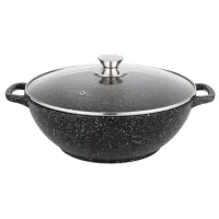 Казан с антипригарным покрытием литой 28 см 4 л стекл/кр Гранит плюс ТМ Традиция